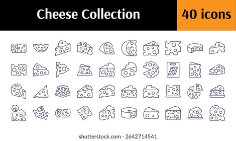 Simple Linear Icon of Cheese. Minimalistic Linear Pictogram for Web and Graphic Design, Apps, Banners, Social Network and Cards
