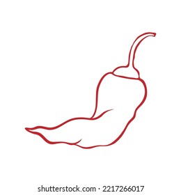 Simple linear icon of chili pepper pod