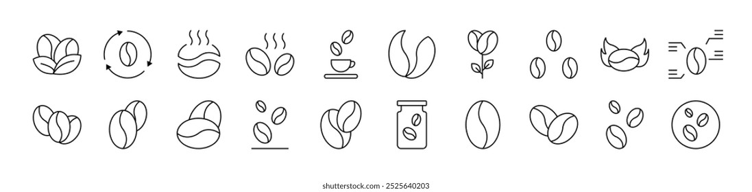 Simple Linear Icon of Coffee Grain. Editable Stroke. Minimalistic Linear Pictogram for Design of Cards, Apps, Banners, Posts