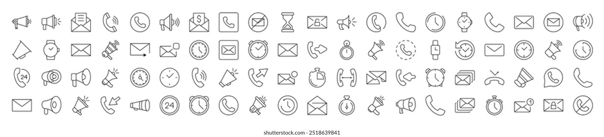Simple Linear Icon of Contact Us and Interface. Editable Stroke. Minimalistic Linear Pictogram for Design of Cards, Apps, Banners, Posts