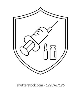 A simple linear icon of the coronavirus vaccine. Vector illustration with editable stroke.