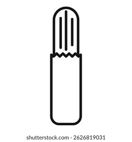 Icono lineal simple que representa un churro en una bolsa para llevar, perfecto para representar churros