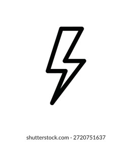 Simple linear icon design for electric charge lightning bolt symbol. Flat outline graphic for energy speed or fast connection concept.