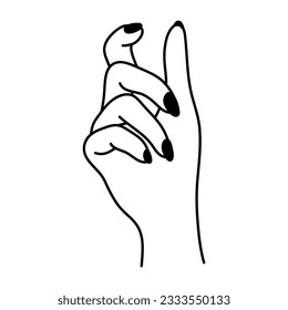 Simple linear icon of female hand. Gesture and non-verbal language. Hand palm sign. Isolated element on a white background. Vector graphics. Minimalistic clipart.