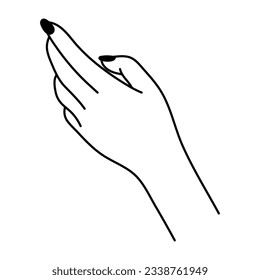 Simple linear icon of female hand. Beautiful minimalistic vector illustration isolated on white background. Design element for beauty and manicure products. Line clipart.