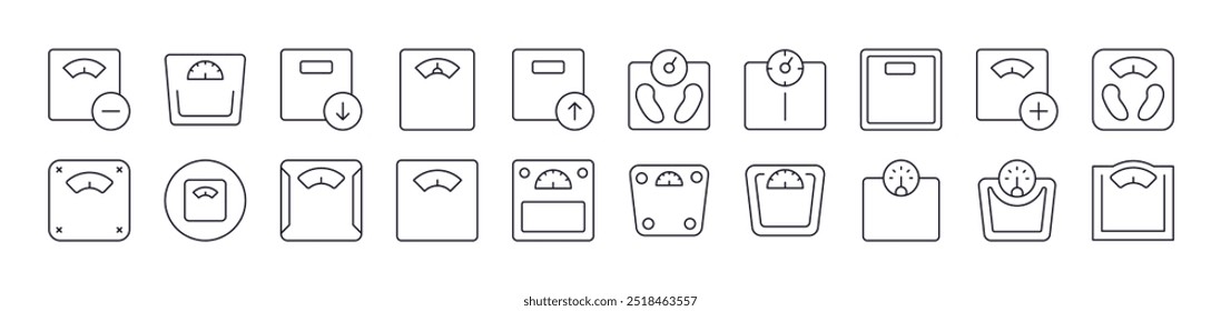 Simple Linear Icon of Floor Scale. Editable Stroke. Minimalistic Linear Pictogram for Design of Cards, Apps, Banners, Posts