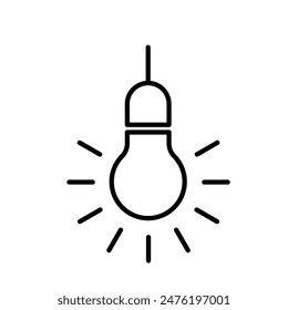 simple linear icon of a glowing light bulb