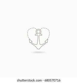 Simple linear icon of heart on white background. Love. Wedding. Valentine s Day