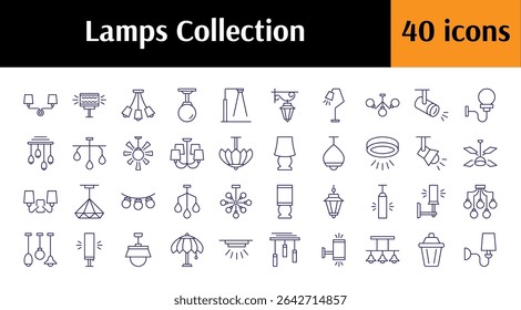 Simple Linear Icon of Lamp, Luster, Light Bulb. Minimalistic Linear Pictogram for Web and Graphic Design, Apps, Banners, Social Network and Cards