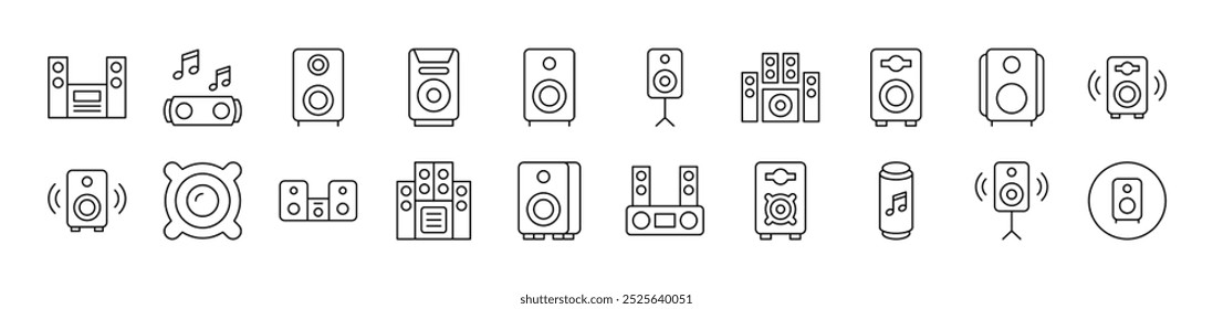 Simple Linear Icon of Music Center. Editable Stroke. Minimalistic Linear Pictogram for Design of Cards, Apps, Banners, Posts 
