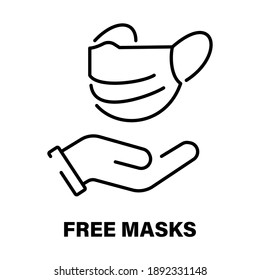 Simple linear icon of the place where you can get a free medical protective mask. Vector illustration.