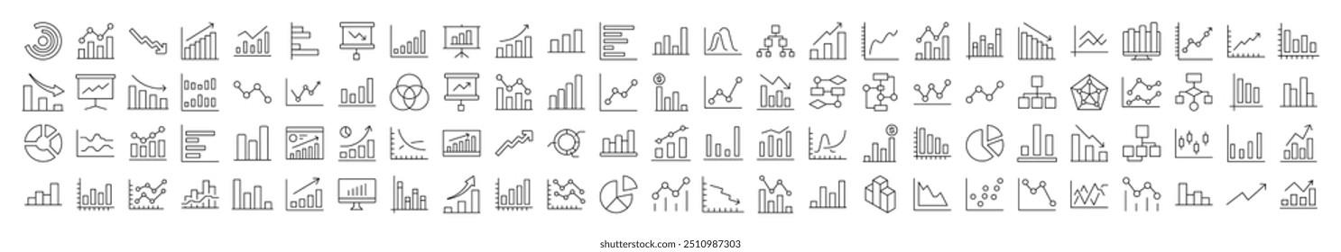 Simple Linear Icon of Progress Bar, Diagram, Statistics. Editable Stroke. Minimalistic Linear Pictogram for Design of Cards, Apps, Banners, Posts