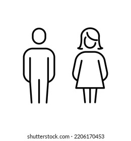 Einfache Silhouette eines Mannes und einer Frau. Vektorgrafik mit bearbeitbarem Strich.