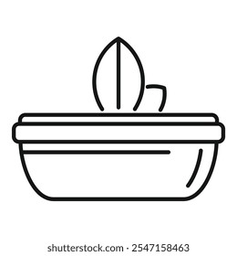 Simple linear icon of a small plant growing in a pot, representing home gardening and plant care