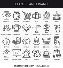 Simple Linear Icons In A Modern Style Flat. Business And Finance. Isolated On White Background.