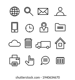 Simple linear icons for websites and apps. Vector graphics.