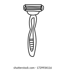 A simple linear illustration of the Man razor isolated on a white background. Illustration in the Doodle style of a razor beard. Vector icon for web design. 