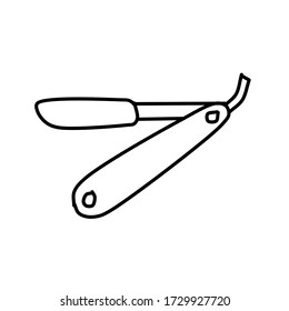 A simple linear illustration of the  Straight razor vector icon for web design, isolated on a white background. Illustration in the style of a Doodle of a Vintage razor beard. 