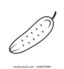simple linear image vector graphics abstract logo icon cucumber pumpkin isolated black on white background