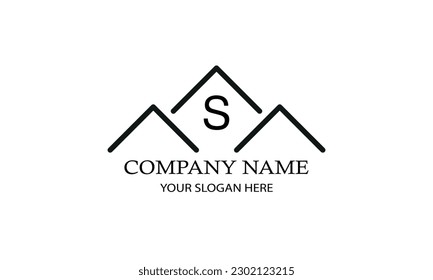Simple linear logo with initial letter S. Suitable for branding, advertising, real estate, construction, business, business card, etc.