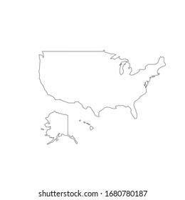 Simple linear map of the usa. Stock Vector illustration isolated on white background.