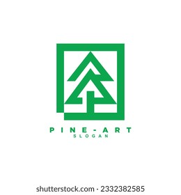 Insignia de diseño del logotipo del árbol de pino lineal simple