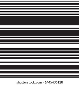 Simple linear seamless horizontal pattern. Black Straight Lines on White Background. Ratio between black and white lines is 62%:38%, that is 1.6 Fibonacci ratio (the golden number)