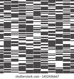 Simple linear seamless horizontal pattern. Black Straight Lines on White Background. Ratio between black and white lines is 62%:38%, that is 1.6 Fibonacci ratio (the golden number)