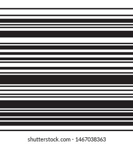 Simple linear seamless horizontal pattern. Black straight lines on white background. 