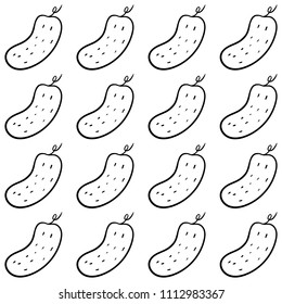 Simple linear  seamless pattern with cucumbers