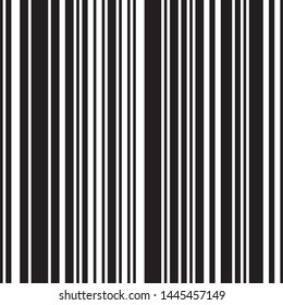 Simple Linear seamless vertical pattern. Black Straight Lines on White Background. Ratio between black and white lines is 62%:38%, that is 1.6 Fibonacci ratio (the golden number)