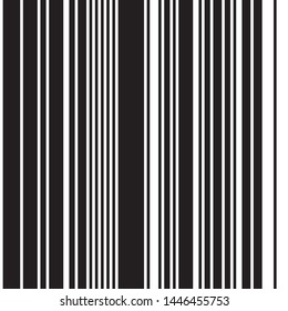 Simple Linear seamless vertical pattern. Black Straight Lines on White Background. Ratio between black and white lines is 62%:38%, that is 1.6 Fibonacci ratio (the golden number)