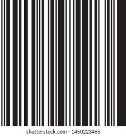 Simple linear seamless vertical pattern. Black Straight Lines on White Background. Ratio between black and white lines is 62%:38%, that is 1.6 Fibonacci ratio (the golden number)