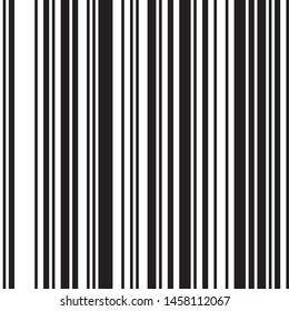 Simple linear seamless vertical pattern. Black Straight Lines on White Background. Ratio between black and white lines is 50%:50%.