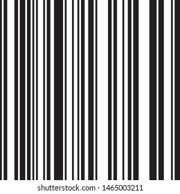 Simple linear seamless vertical pattern. Black straight lines on white background.