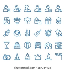 Simple linear set of Celebration and Party icons. Vector illustration