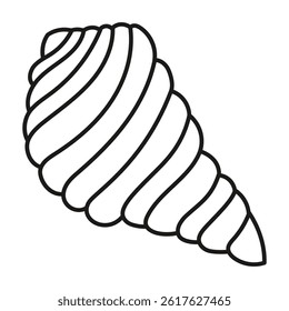 Simple linear shell design, hand drawn. Cutting template. Graphic element for decoration. Cut out. Isolated object