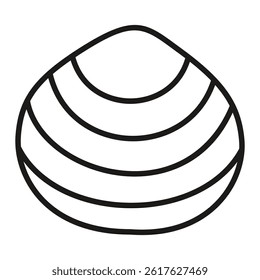 Simple linear shell design, hand drawn. Cutting template. Graphic element for decoration. Cut out. Isolated object