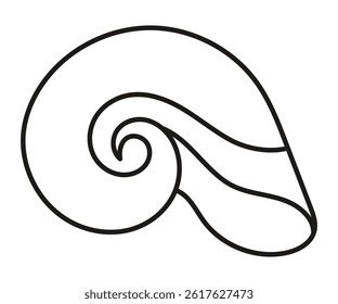 Simple linear shell design, hand drawn. Cutting template. Graphic element for decoration. Cut out. Isolated object
