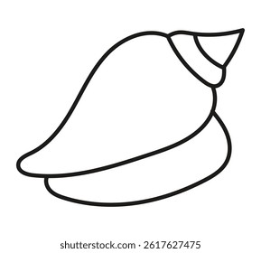 Simple linear shell design, hand drawn. Cutting template. Graphic element for decoration. Cut out. Isolated object