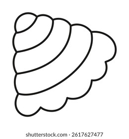 Simple linear shell design, hand drawn. Cutting template. Graphic element for decoration. Cut out. Isolated object