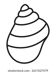 Simple linear shell design, hand drawn. Cutting template. Graphic element for decoration. Cut out. Isolated object