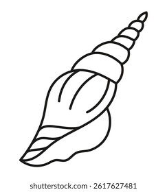 Simple linear shell design, hand drawn. Cutting template. Graphic element for decoration. Cut out. Isolated object
