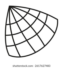 Simple linear shell design, hand drawn. Cutting template. Graphic element for decoration. Cut out. Isolated object