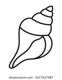 Simple linear shell design, hand drawn. Cutting template. Graphic element for decoration. Cut out. Isolated object