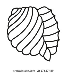 Simple linear shell design, hand drawn. Cutting template. Graphic element for decoration. Cut out. Isolated object