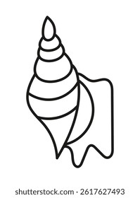 Simple linear shell design, hand drawn. Cutting template. Graphic element for decoration. Cut out. Isolated object