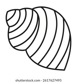 Simple linear shell design, hand drawn. Cutting template. Graphic element for decoration. Cut out. Isolated object