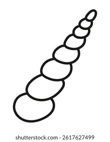 Simple linear shell design, hand drawn. Cutting template. Graphic element for decoration. Cut out. Isolated object