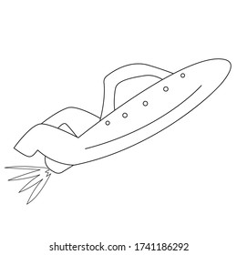 Espaciado lineal simple. Un plato de alienígenas volando a la distancia. Ilustración vectorial en un fondo blanco.